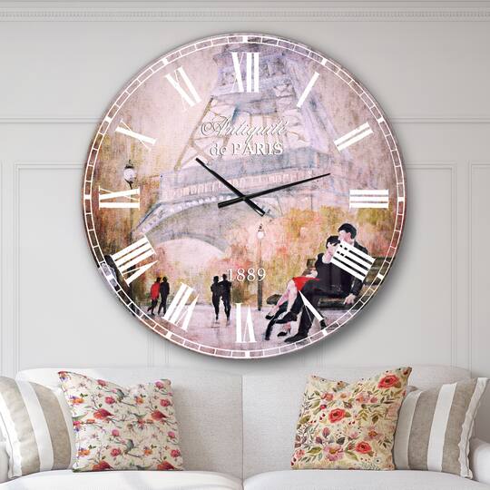 Designart Love in Paris VI French Country Wall Clock